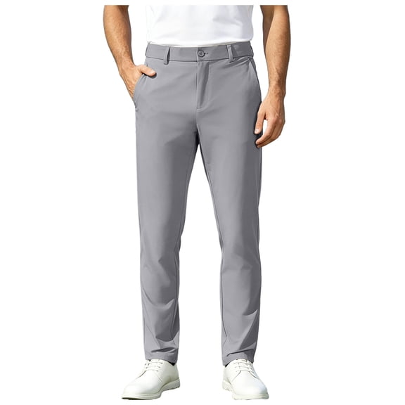 Akiihool Mens Work Pants Relaxed Men's Elastic Waist Pant Stretchy Pant Breathable Light Gray,36