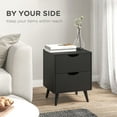 thumbnail image 4 of Table de Nuit Moderne, Table de Chevet avec 2 Tiroirs et Pattes en Bois pour Chambre, 4 of 10