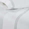 thumbnail image 6 of BNM Three-Line Embroidered Cotton Bed Sheet Set, Twin, White/Silver, 6 of 8