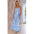 thumbnail image 4 of Gdvsclr Women'S Striped Back Smocked Maxi Dress Spaghetti Strap Cut Out Flowy Swing Long Dress Blue S, 4 of 8