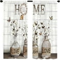 thumbnail image 2 of Rusitc Farmhouse Cotton Kitchen Curtains 27.5W X 39L Inch 2 Panels Rod Pocket Country Retro Wood Vintage Small Short Cafe Curtain Inspirational Window Drapes Treatment Bathroom Home Decor, 2 of 6
