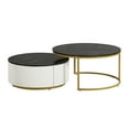 thumbnail image 2 of Coffee Table, 31.5 Inch Round Nesting End Tables Set Of 2, Modern Accent Coffee Table With Storage Drawer For Living Room, Bedroom, Apartment, 2 of 9
