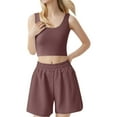 thumbnail image 1 of Conjunto de dos piezas de verano para mujer con top corto sin mangas y pantalones cortos: cintura alta, conjunto a juego para looks informales., 1 of 4