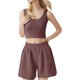 thumbnail image 1 of Conjunto de dos piezas de verano para mujer con top corto sin mangas y pantalones cortos: cintura alta, conjunto a juego para looks informales., 1 of 4