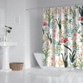thumbnail image 3 of Floral Shower Curtain Watercolor Botanical Bathroom Decor Rustic Flower Design Fabric Bath Curtain for Tub Country Style Home Accessories with Hooks，72x84in(180*210cm), 3 of 5