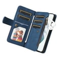 thumbnail image 4 of Multifunctional Case for Samsung S22,[RFID Blocking] 9 Credit Cards Holder with Wrist Strap, Premium PU Leather Zipper Wallet Purse Magnetic Flip Phone Cover for Samsung Galaxy S22, Blue, 4 of 12