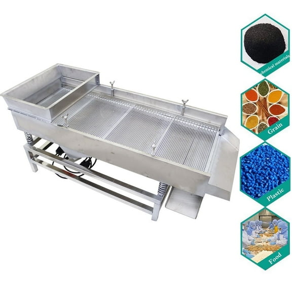 Stainless Steel Linear Vibrating Screen Material Screening Machine with 6mm Round Hole Screen