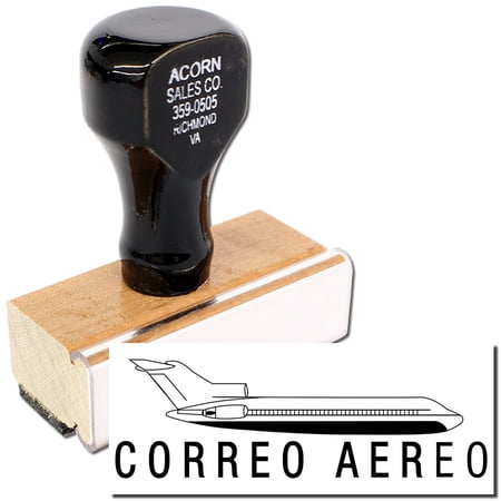 Correo Aero Rubber Stamp, Wooden Handle Rubber Stamp, Laser Engraved Dies, Impression Size 1/2" x 1-1/2”, Uses a Separate Stamp Pad