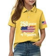 thumbnail image 4 of CCRFTGI 4th of July Pique Polo Shirts for Boys Girls Patriotic 250 Anniversary USA Flag Quick Dry School Uniform Shirts for Kids Summer Lapel Collar T Shirt Shirt Yellow 9-10 Years, 4 of 7