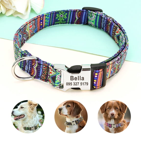 Didog Personalized Nylon Pet Dog Collar Engraved ID Name Adjustable Small Medium Large