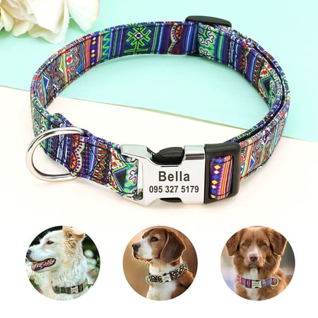 Didog Personalized Nylon Pet Dog Collar Engraved ID Name Adjustable Small Medium Large