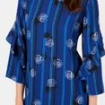thumbnail image 3 of Alfani Womens Ruffled Sleeve Pullover Blouse, Blue, Petite, PM, 3 of 4