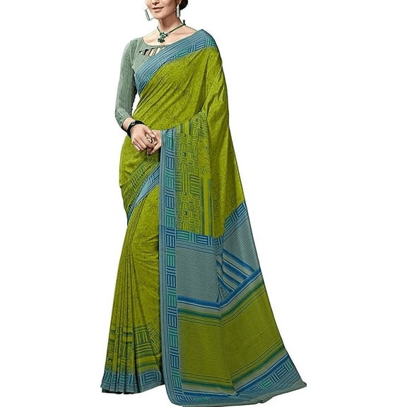 Accessorize Kingdom Crepe Mysore Silk Uniform Printed Saree with Blouse