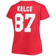 thumbnail image 3 of Women's Travis Kelce Red Kansas City Chiefs Plus Size Fair Catch Name & Number V-Neck T-Shirt, 3 of 3