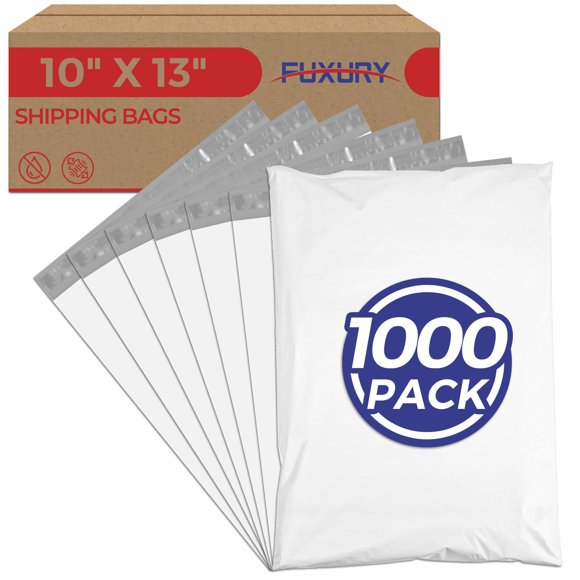 Poly Mailers Fuxury, 10 x 13 cm, 1000 unidades, para ropa, color blanco