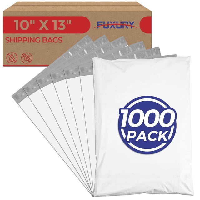 Poly Mailers Fuxury, 10 x 13 cm, 1000 unidades, para ropa, color blanco