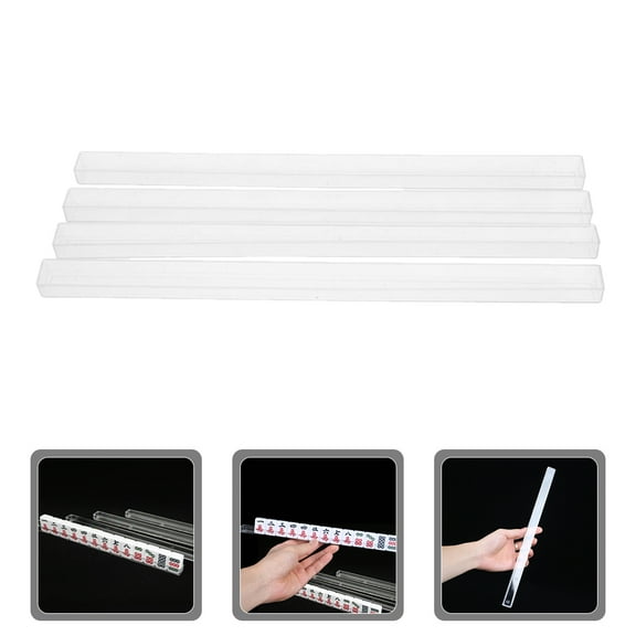 Homoyoyo Transparent ABS U-Shaped Mahjong Ruler Set, Compact Design, 4 Pieces for Home and Travel Use