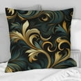 thumbnail image 2 of Designart "Symphonic Gold And Blue Damask Opulence IV" Damask Printed Throw Pillow, 2 of 5