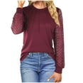thumbnail image 2 of STETMN Women's Fall Textured Tops Casual Hollow Out Long Sleeve T-Shirt Loose Fit Waffle Knit Shirt, 2 of 7