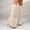 Beige, variant on Women Round Toe Slip on Platform Wedge High Heel Knee High Tall Boots Comfort Stretch Footwear Autumn Winter Fashion Warm Shoes Black 7.5(40)