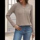 thumbnail image 5 of Suéter de Mujer con Cuello en V y Larga, Tops de Otoño, Ropa Informal de Moda Caqui XXL, 5 of 7