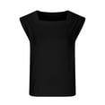 thumbnail image 5 of fatyb Women's Fashion Tees Cap Sleeve Square Neck T-Shirts Casual Solid Color Tops Blouse for Women, 5 of 7