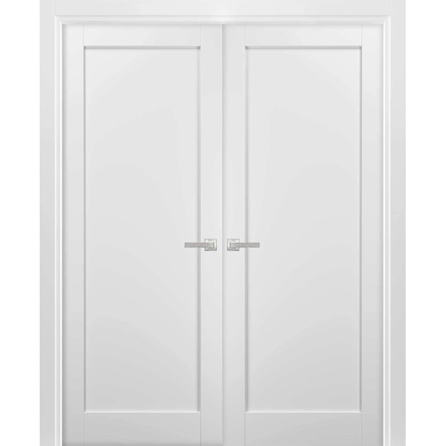 French Double Panel Doors with Hardware | Quadro 4111 White Silk