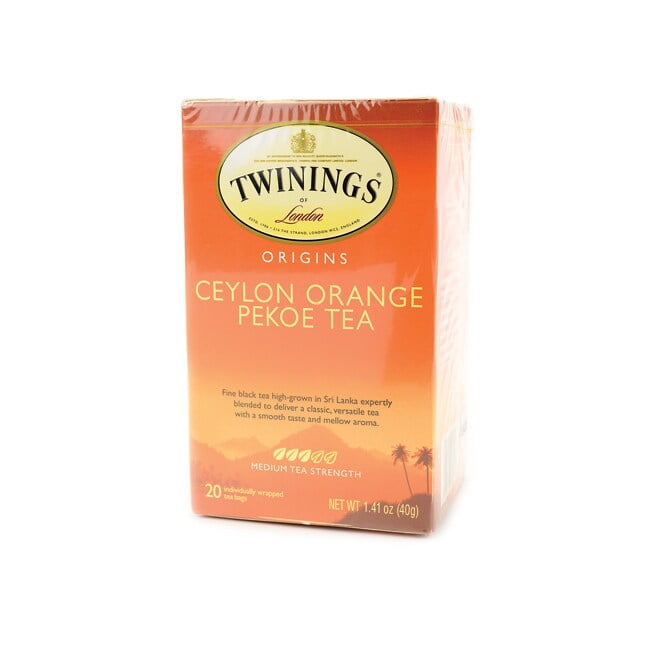 Twinings of London Ceylon Orange Pekoe 100% Pure Black Tea Bags, 20 Ct, 1.41 oz