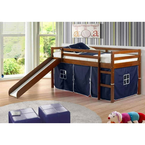 Donco 750te 750c Tb Circles Low Loft Bed With Blue Tent Twin Dark Cappuccino Walmart Com Walmart Com