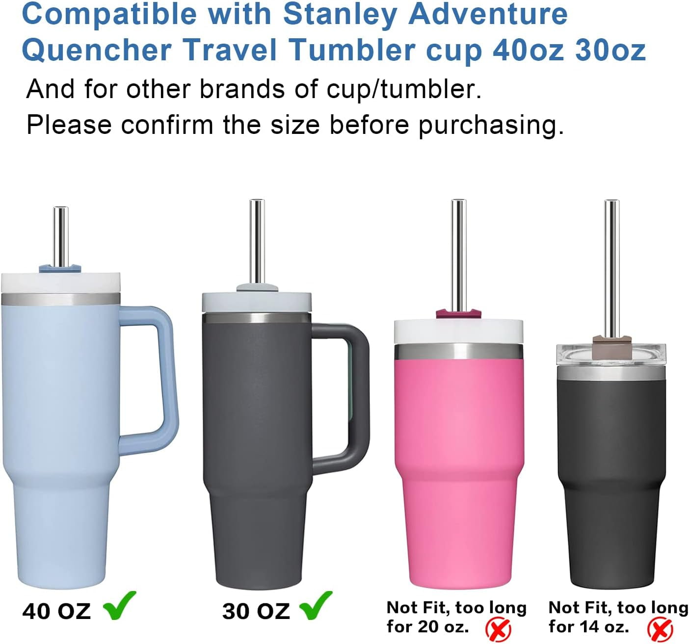  MLKSI Silicone Straw Replacement for Stanley 40 oz 30 oz Cup, 9  Pack Reusable Long Rubber Straw for Stanley Cup & Simple Modern Tumbler  with Handle, Cup Straw for Stanley Quencher