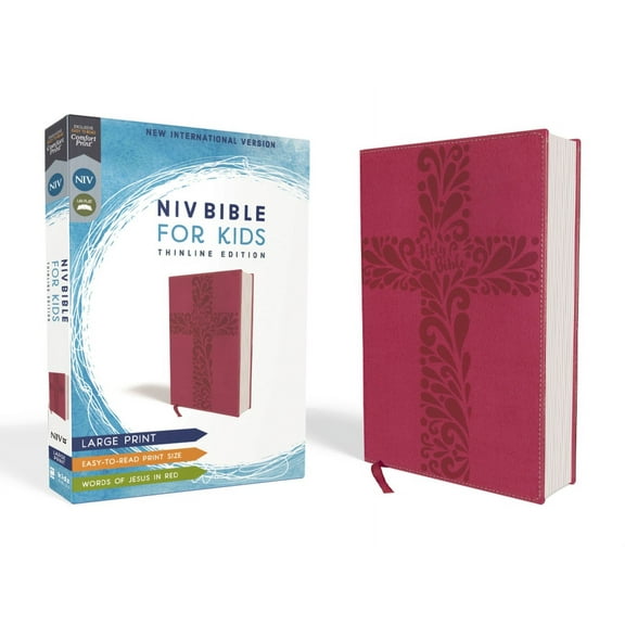 Niv, Bible for Kids, Large Print, Leathersoft, Pink, Red Letter Edition, Comfort Print: Thinline Edition (Large Print)