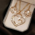 thumbnail image 2 of 3 Pcs Set Heart Shaped Jewelry Set Of Earrings Pendant Necklace For Women Exquisite Fashion Rhinestone Double Heart Jewelry Set, 2 of 11