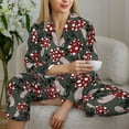 thumbnail image 6 of Honeii Autumn Forest Mushrooms print Women's Pajama Sets Long Sleeve Button Down Sleepwear Nightwear Soft Pjs Lounge Sets-Large, 6 of 7