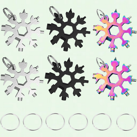 18-in-1 Stainless Steel Snowflakes Multi-Tool Portable Snowflakes Stainless Steel Multitool 6 PCS