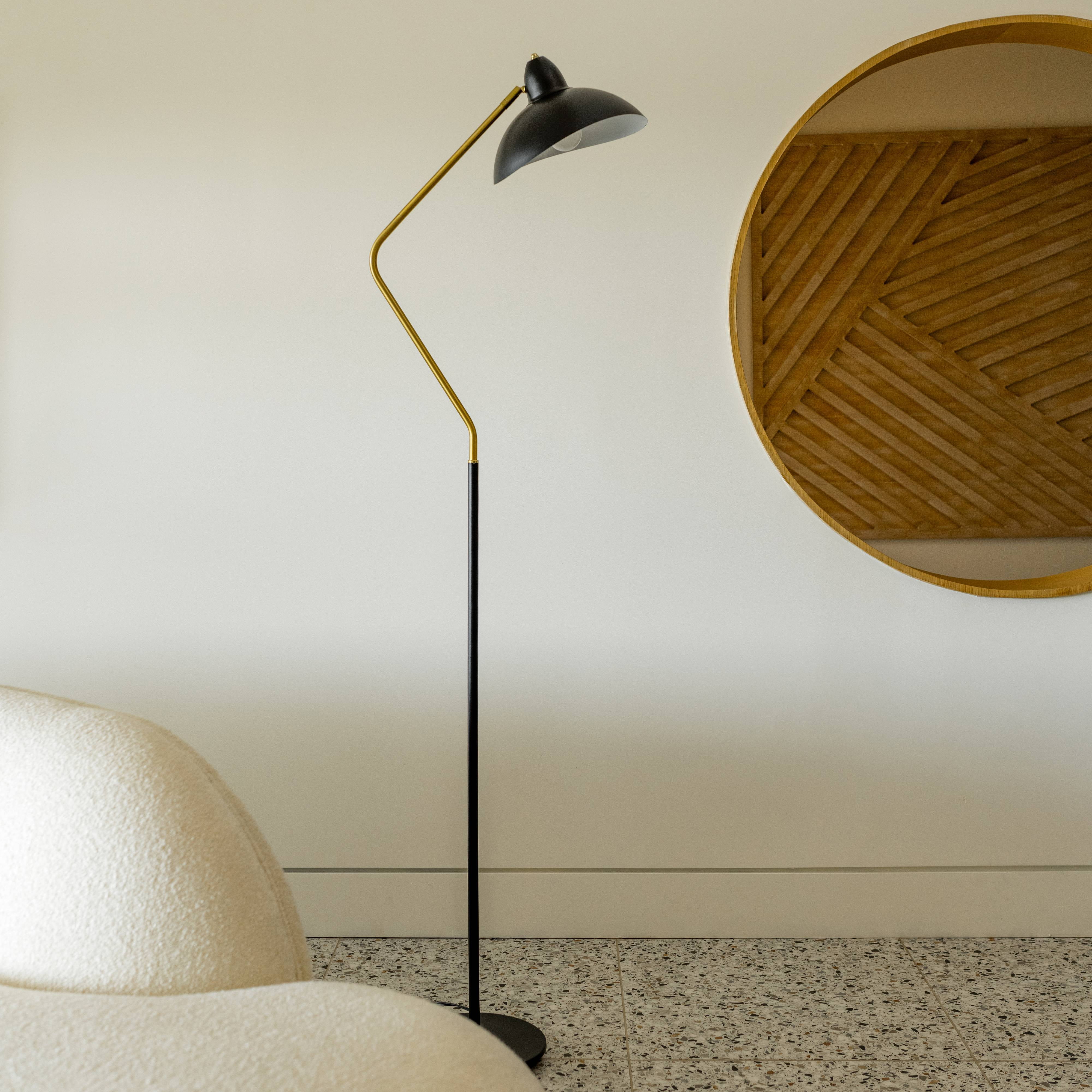 Brightech Swoop 69" LED Floor Lamp, Tall Lamp with Adjustable Head, Modern Lamp for Living Rooms & Offices, Standing Lamp with Heavy Base for Bedrooms, Stunning Living Room Decor