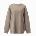 thumbnail image 4 of Towmus Womens Sweatshirts Crew Neck Long Sleeve Solid Color Casual Tshirts Loose Fit Women Blouse, 4 of 4