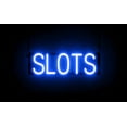 thumbnail image 1 of SpellBrite SLOTS LED Sign for Business. 20.3" x 6.3" Blue SLOTS Sign Has Neon Sign Look With Energy Efficient LED Light Source. Visible from 500+ Feet, 8 Animation Settings., 1 of 4