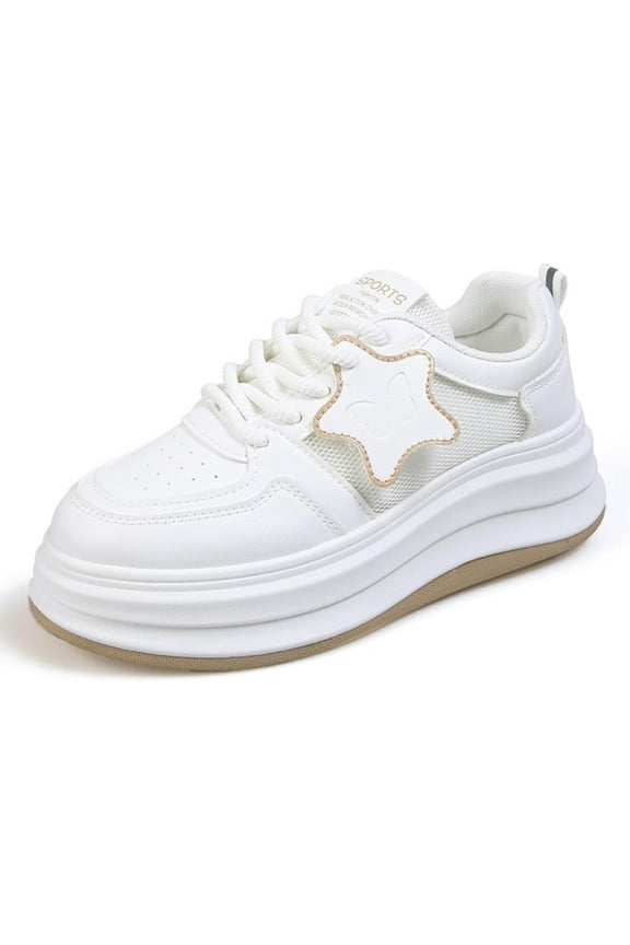 Retro Platform Sneakers for Women - The mesh is breathable | White Casual Thick Sole Shoes