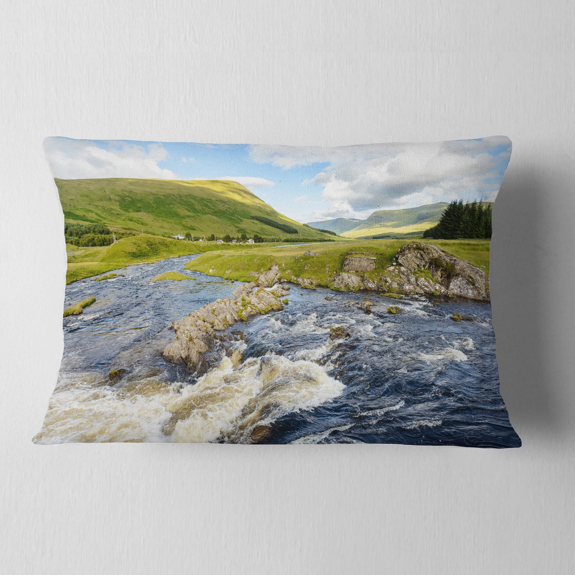 Designart Publi and River Lyon - Landscape Photography Throw Pillow - 12x20