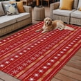 thumbnail image 2 of Fsddascl Red Christmas Outdoor Rug for Patio/Deck, Non-Slip Large Area Rug 5 x 8 Ft, White Winter Snowflake Yellow Geometric Abstract Indoor Outdoor Rugs Washable Area Rugs, Camping Rug Carpet, 2 of 5