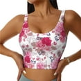 thumbnail image 2 of Haiem Peonies And Roses Pattern Womens Sports Bra - U Neck Padded Low Impact Yoga Bra Workout Crop Top Gym Moisture-Wicking Workout Vest -X-Large, 2 of 9