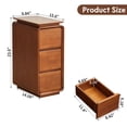 thumbnail image 3 of WIRRYTOR Mid-Century Modern Curved Edge Nightstand Set of 2, Narrow Wood Bedside Tables with Floating Top, No Assembly 3 Drawer End Tables, Walnut, 3 of 9