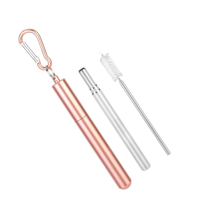Acero Inoxidable Portátil Pajita Reutilizable Tubo Telescópico de Acero Inoxidable 304 con Cepillo de Limpieza para Beber café Leche TeaPink ANGGREK Otros