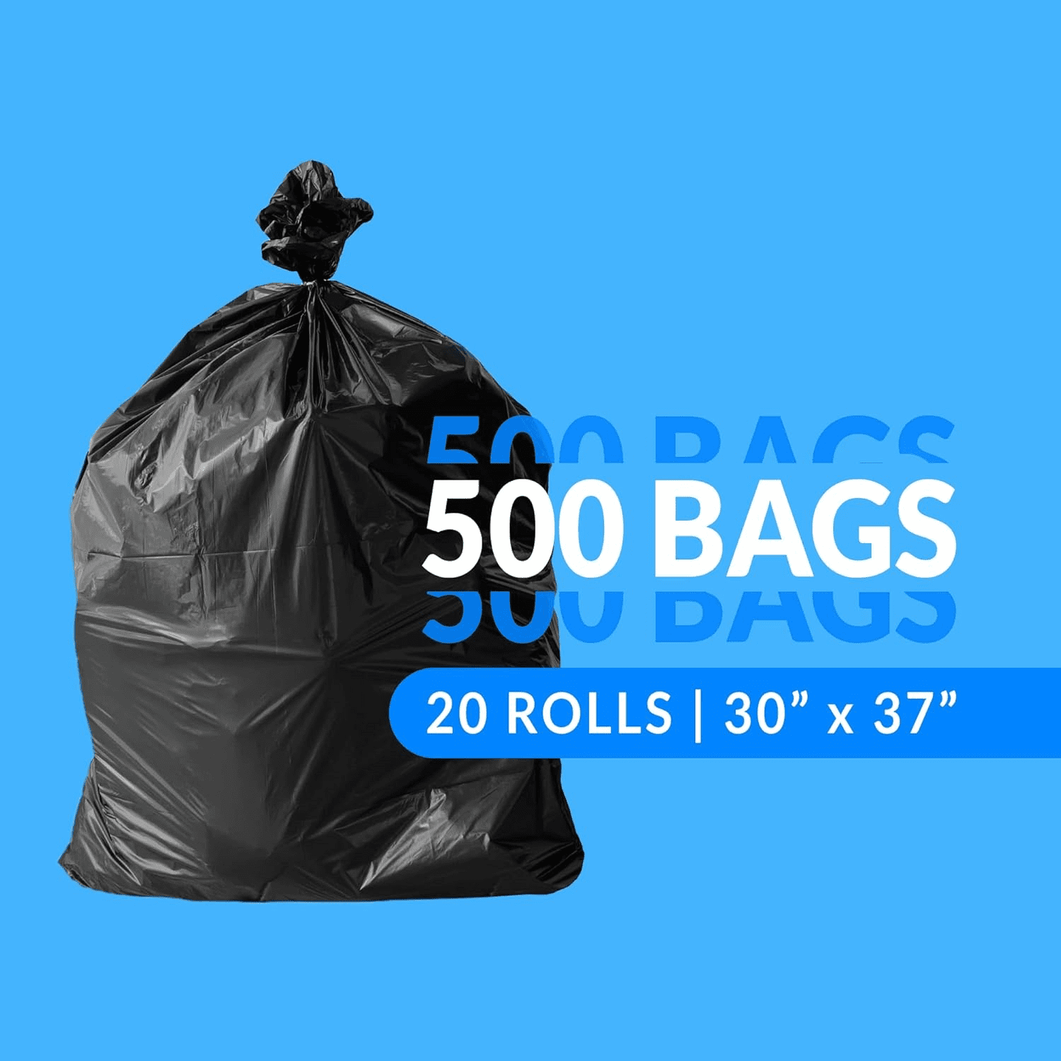 16-25 Gallon Trash Bags | 500 Bags | Black | Home, Kitchen | Strong | Garbage