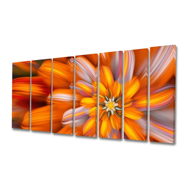 Designart - Massive Orange Fractal Flower - Floral Canvas Art Print