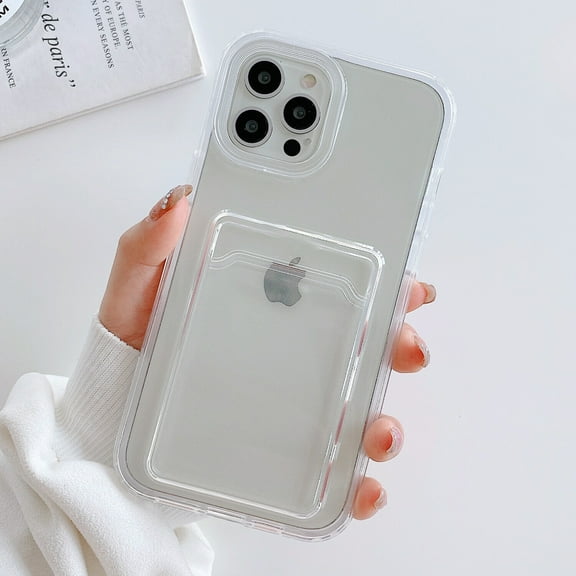 For Apple iPhone 11 Pro Shockproof Hybrid Silicone Wallet Card Slot Holder Clear Case Cover