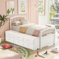 thumbnail image 2 of [Luckynote]Twin Size Platform Storage Bed Solid Wood Bed with 6 Drawers,White, 2 of 9