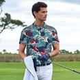 thumbnail image 2 of Kdxio Fish In The Wave Print Men's Short Sleeve Polo Shirt,Midweight Men's Shirt, 2 of 5