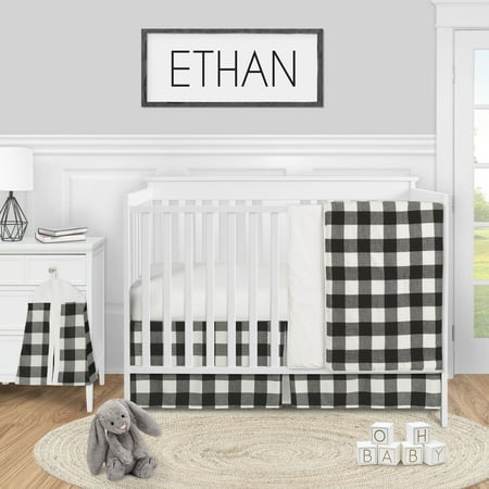 UPC: 0846480068099 | Buffalo Check Black and White 4 Piece Crib Bedding