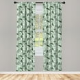 thumbnail image 2 of Ambesonne Tropical 4-Panel Curtains, Jungle Leaves Rainforest, 56"x95", Hunter Green and White, 2 of 4